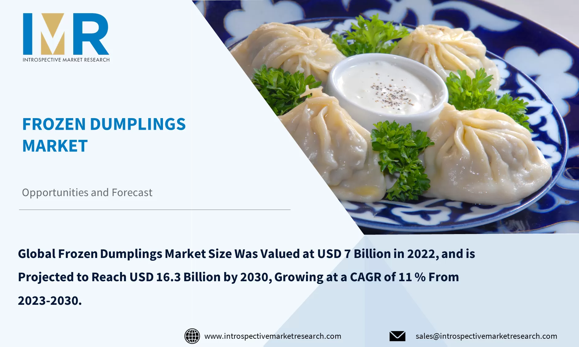 Frozen Dumplings Market To Reach USD 16.3 Billion By Year 2030
