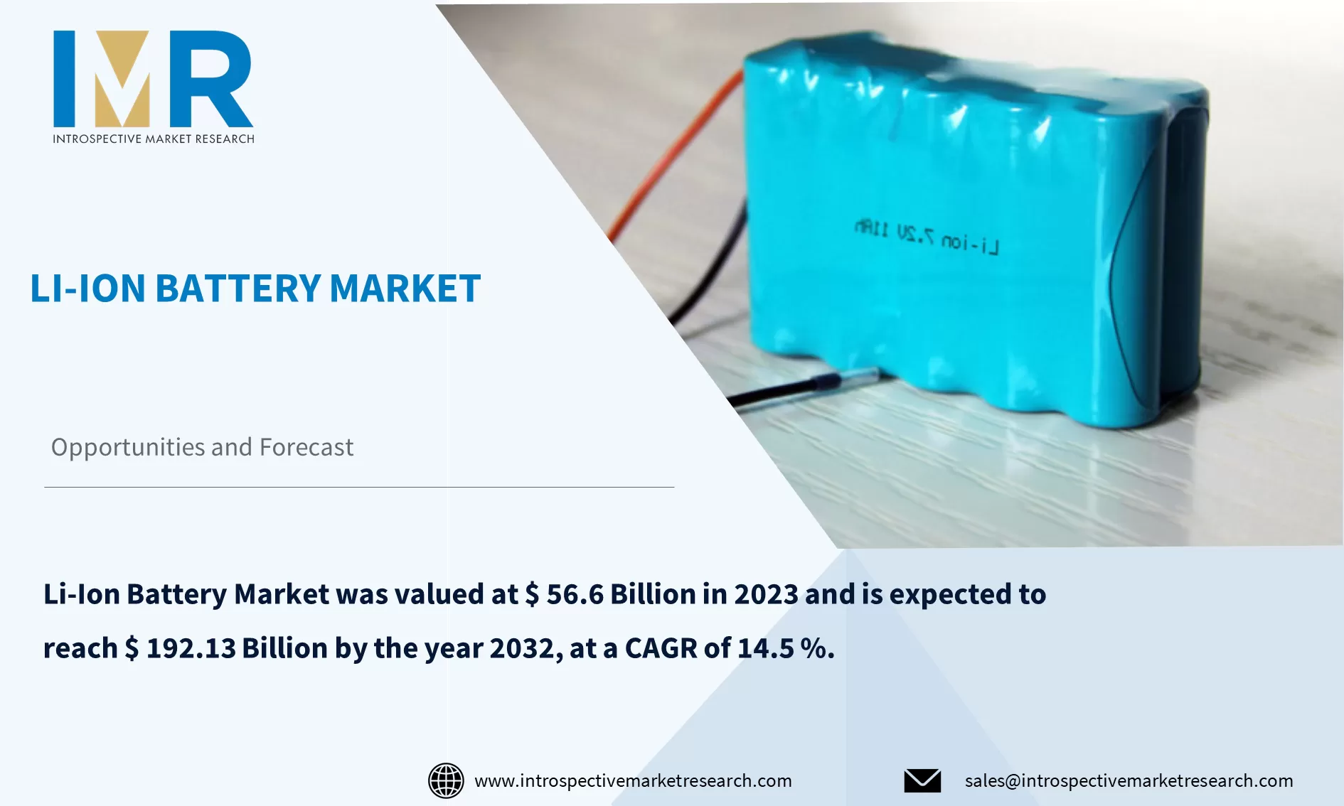 Li-Ion Battery Market To Reach USD 192.13 Billion by 2032